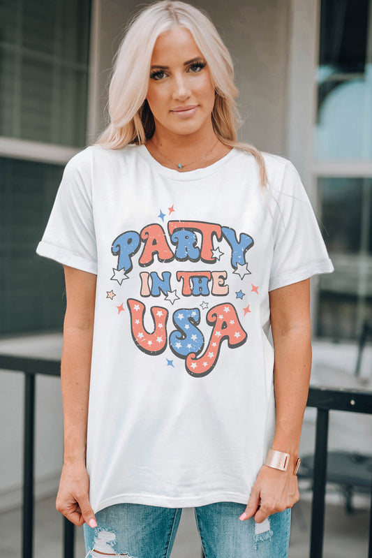 Letter Graphic Round Neck Short Sleeve T-Shirt