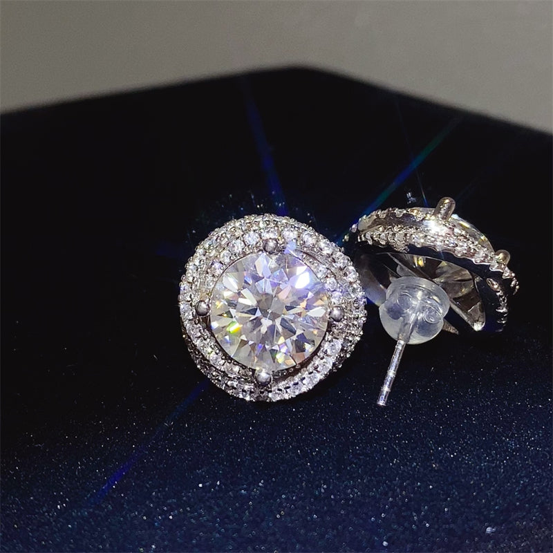 Moissanite Silver Earrings