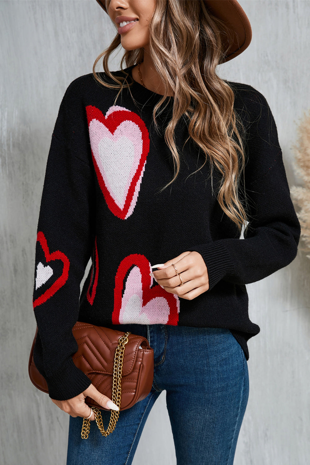 Angel Wings Heart Round Neck Long Sleeve Sweater