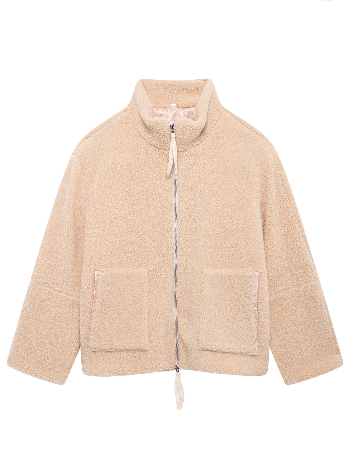 Turtleneck Zip Up Long Sleeve Plush Jacket