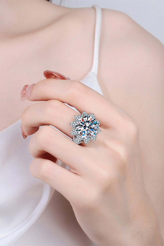 Moissanite Flower-Shaped Ring