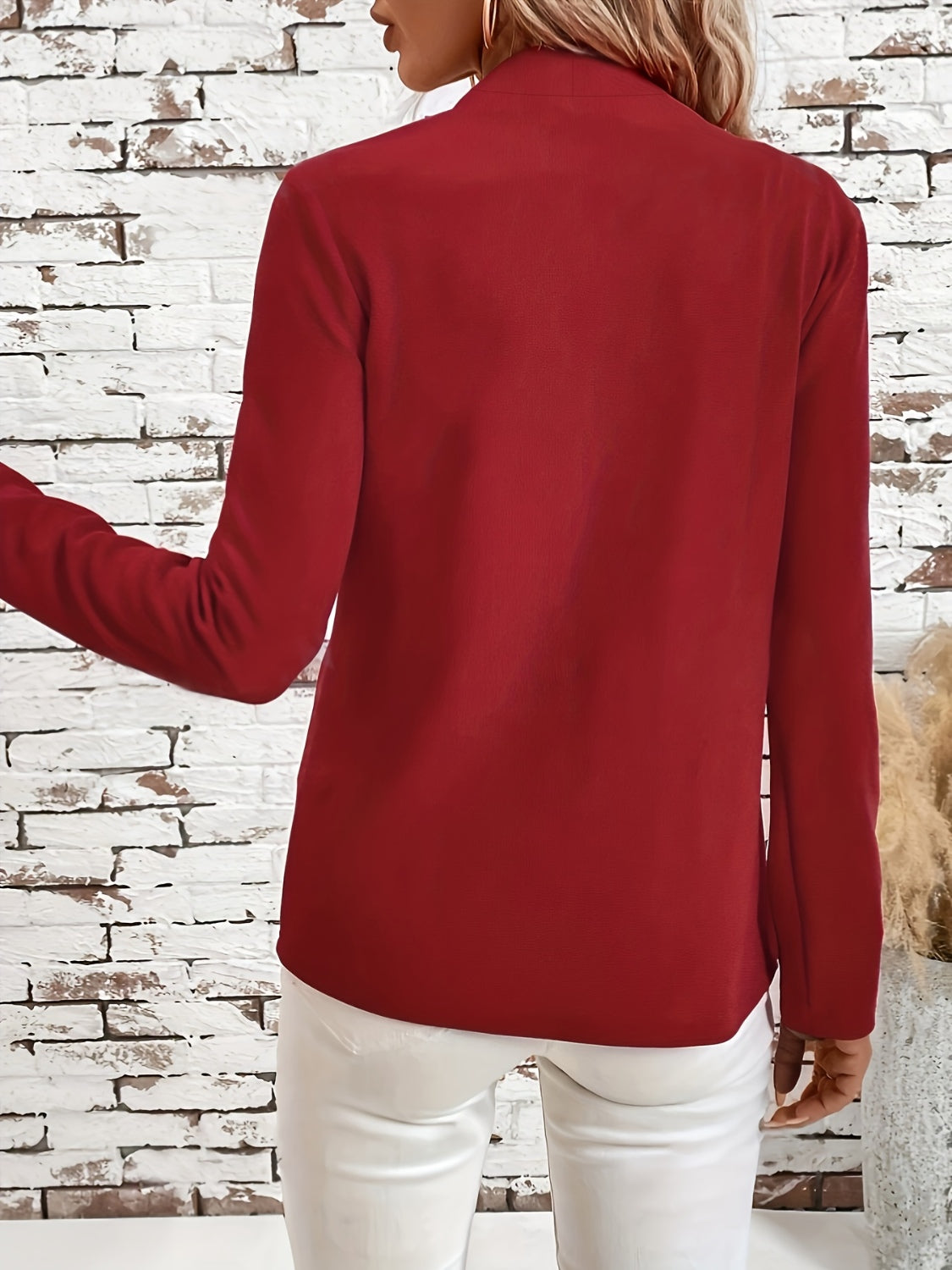 Solid Color Open Front Long Sleeve Cardigan