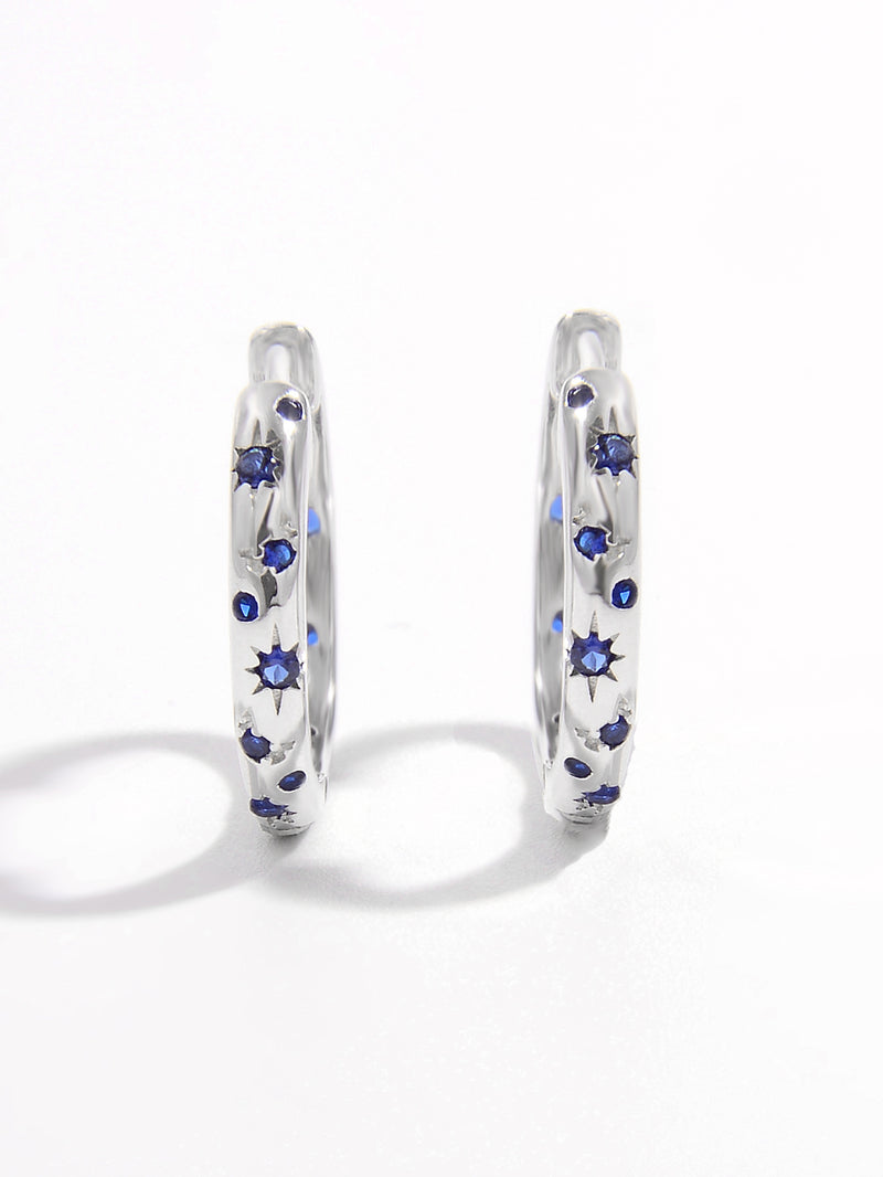 Silver Inlaid Zircon Huggie Earrings