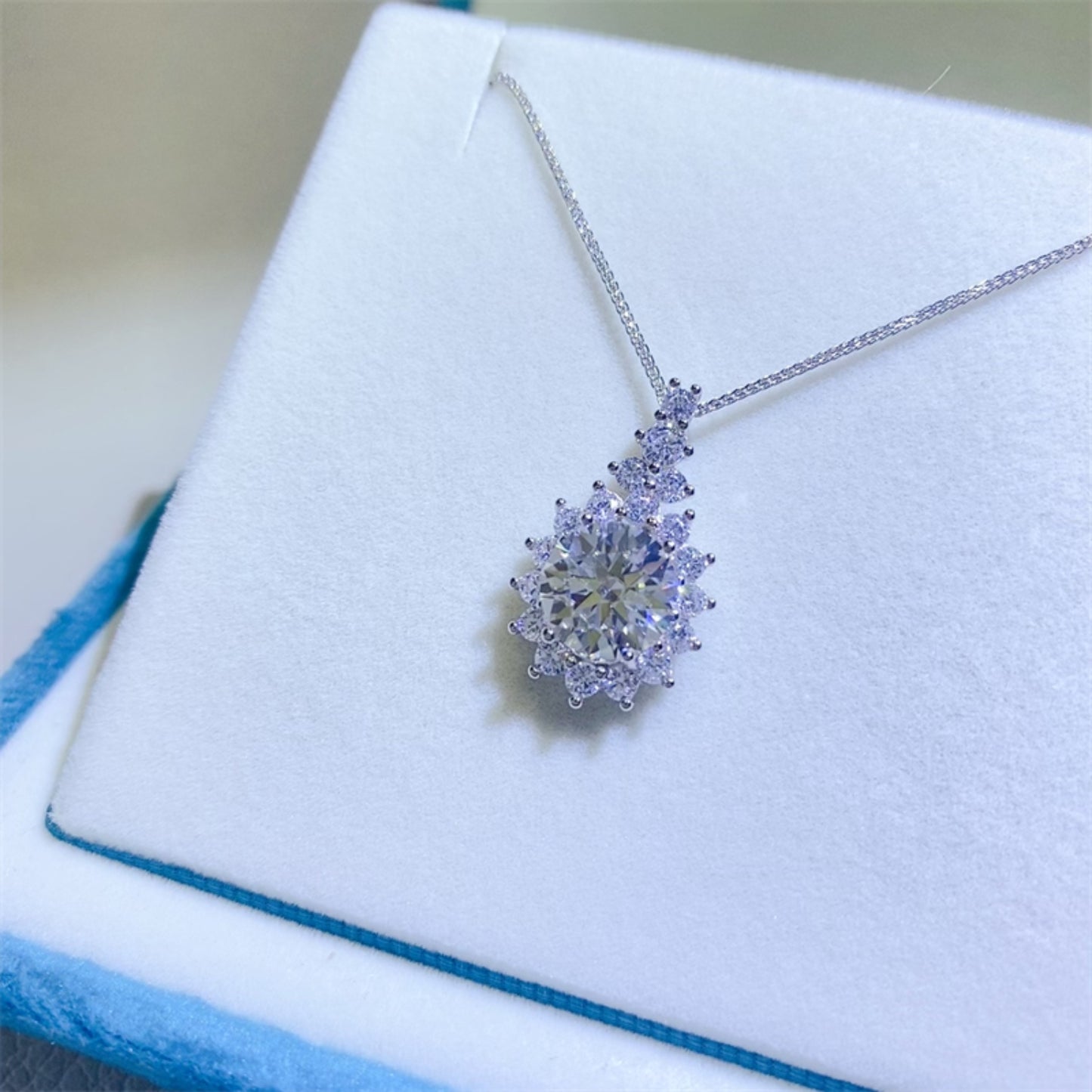 Moissanite Silver Pendant Necklace