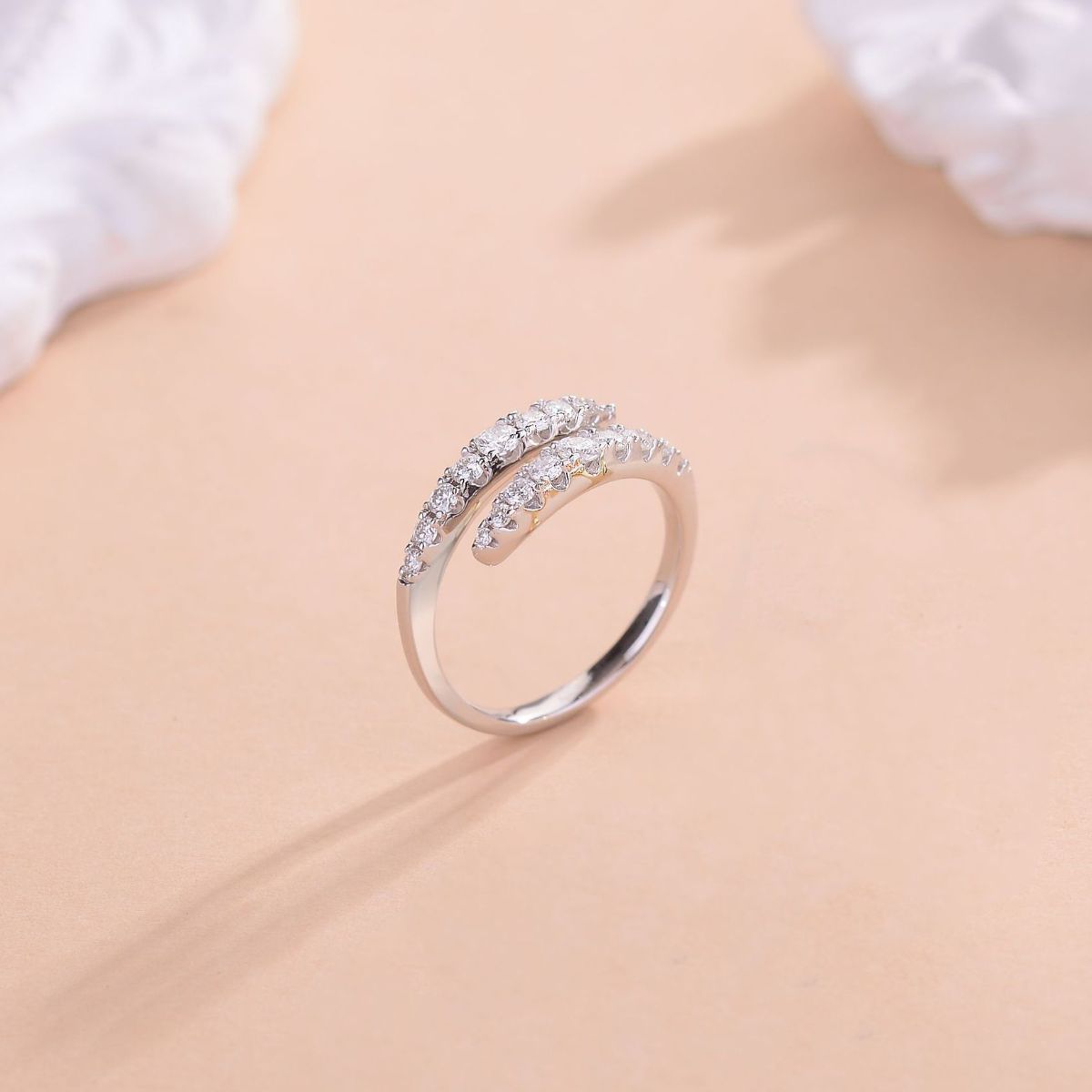 Silver Moissanite Bypass Ring