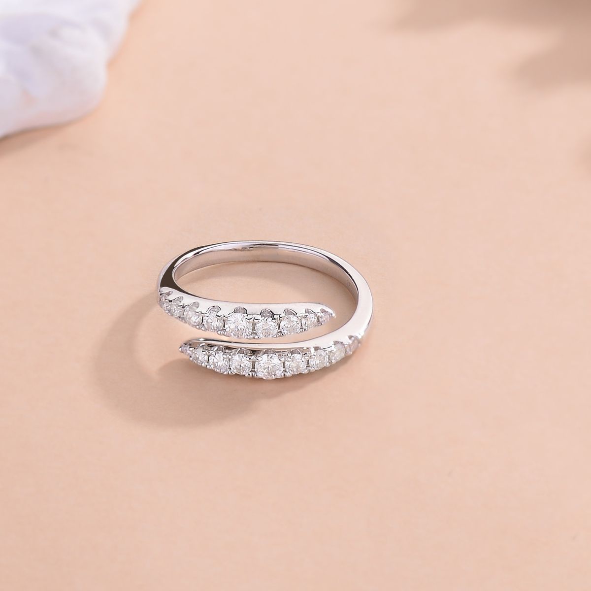 Silver Moissanite Bypass Ring