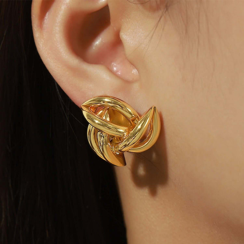 Gold-Plated Geometric Stud Earrings