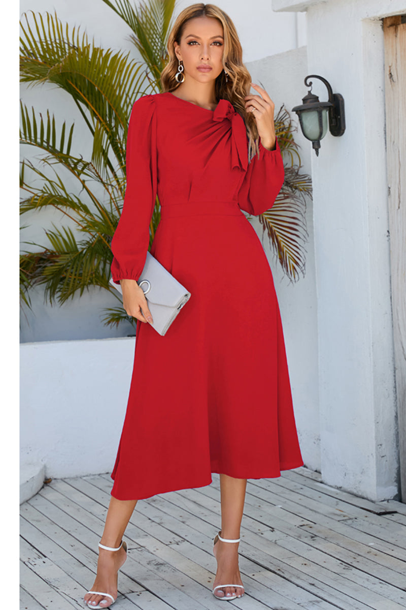 Twisted Long Sleeve Midi Dress