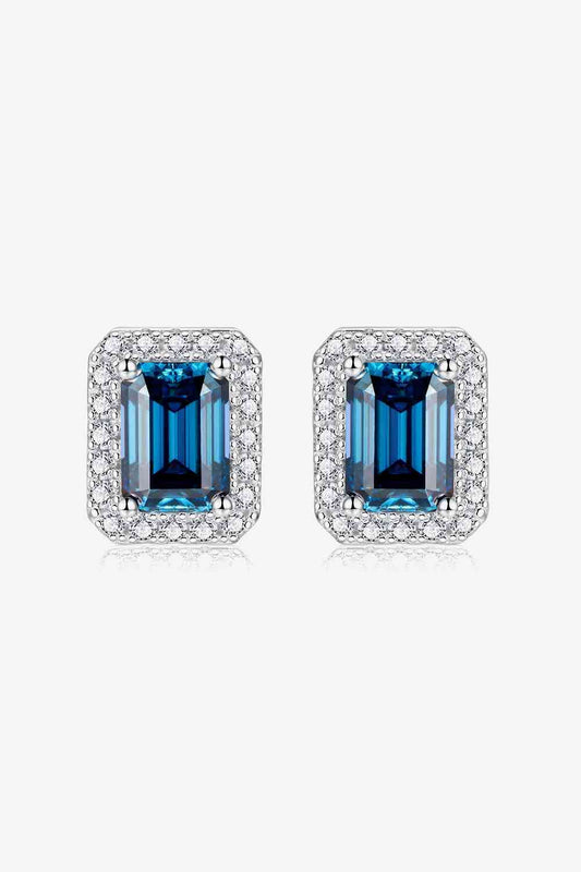 2 Carat Moissanite Stud Earrings in Indigo