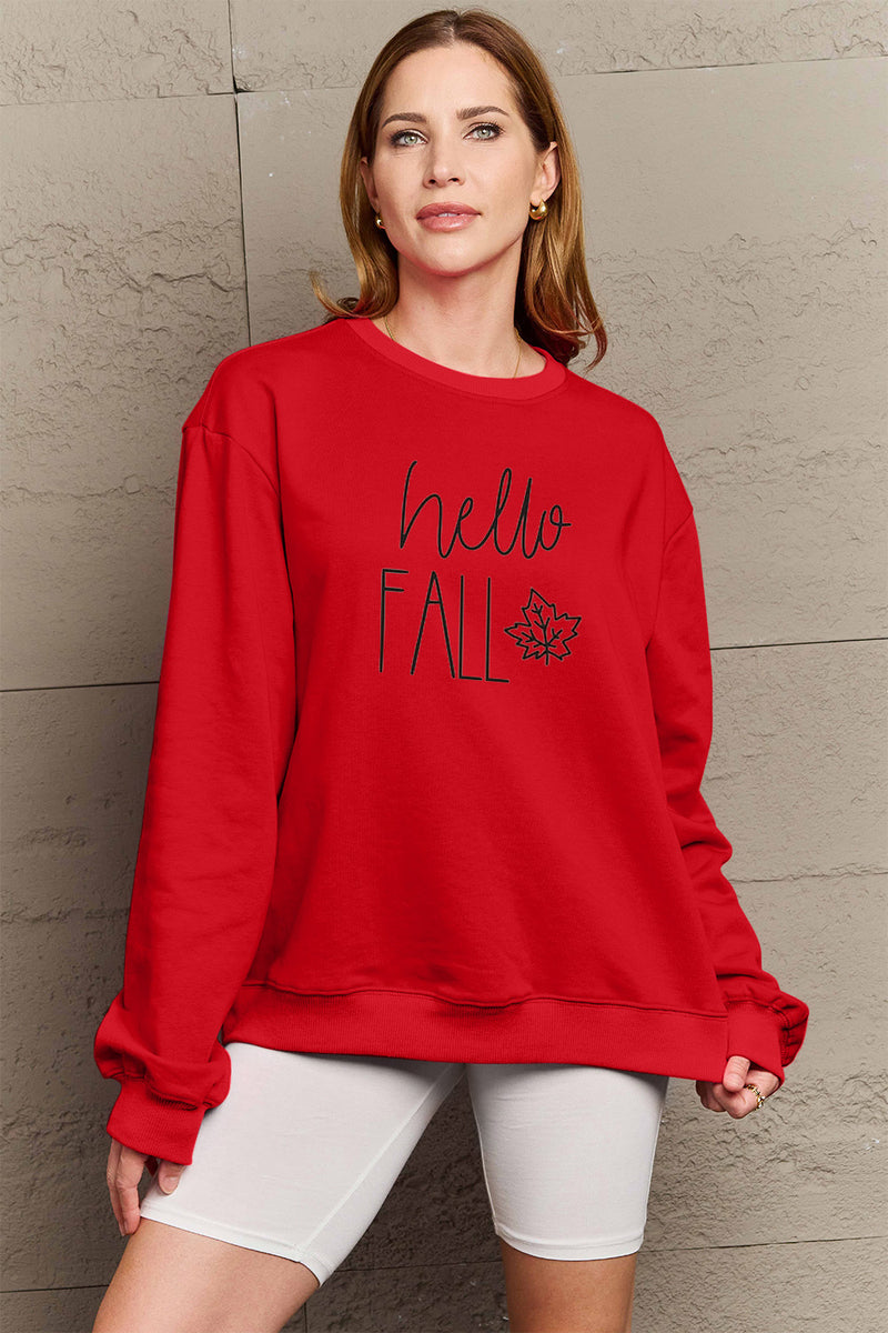 Simply Love Full Size HELLO FALL Graphic Sweatshirt