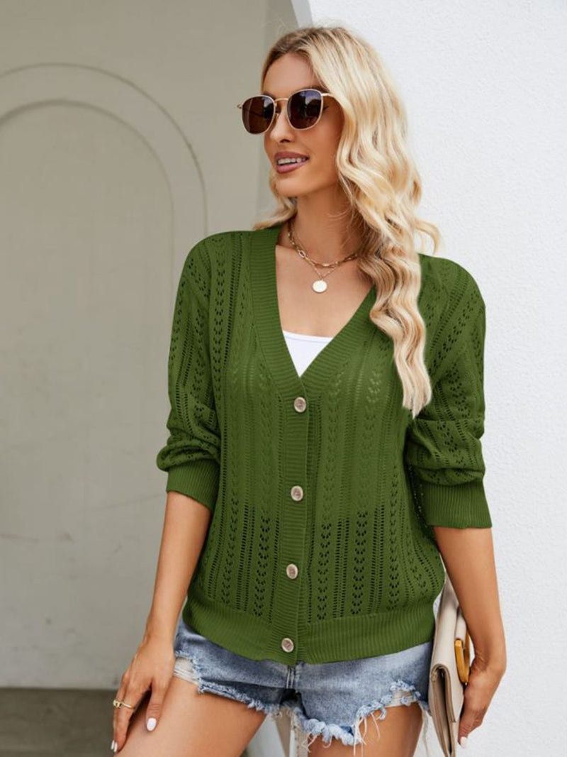 Ribbed Trim Cardigan