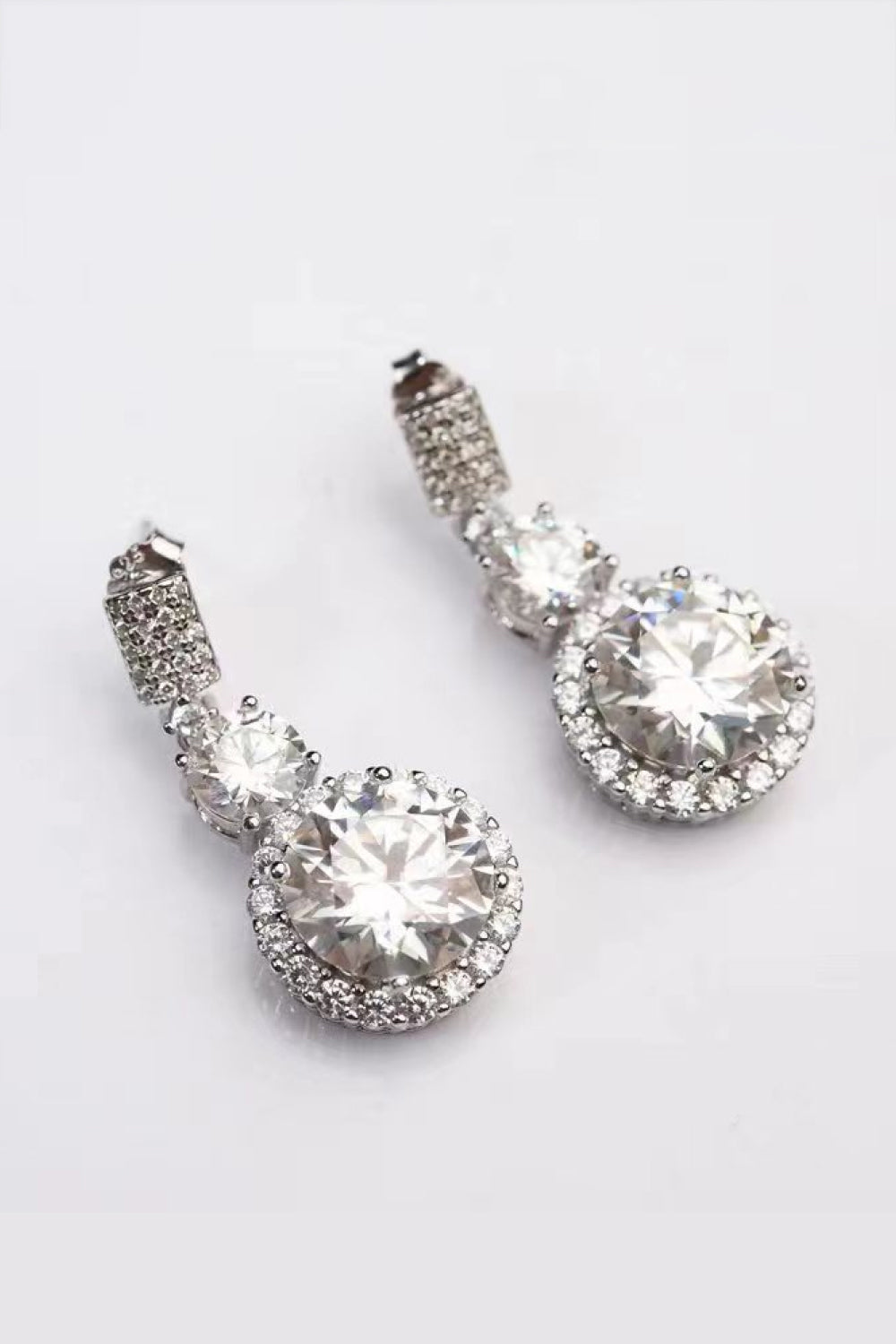 Moissanite Platinum-Plated Drop Earrings