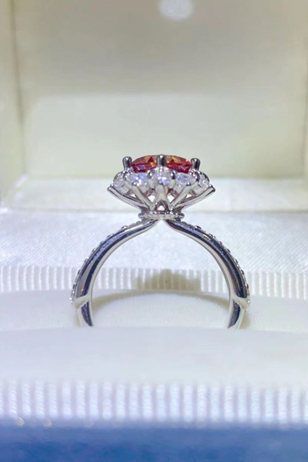 Moissanite Silver Halo Ring