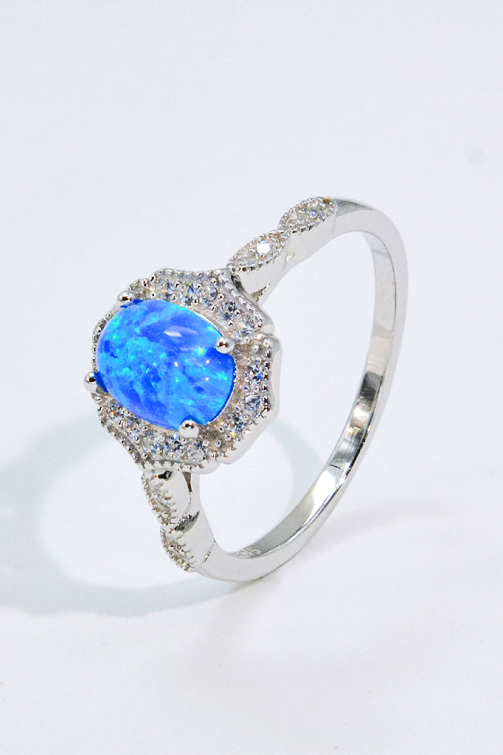 Opal and Zircon 925 Sterling Silver Ring