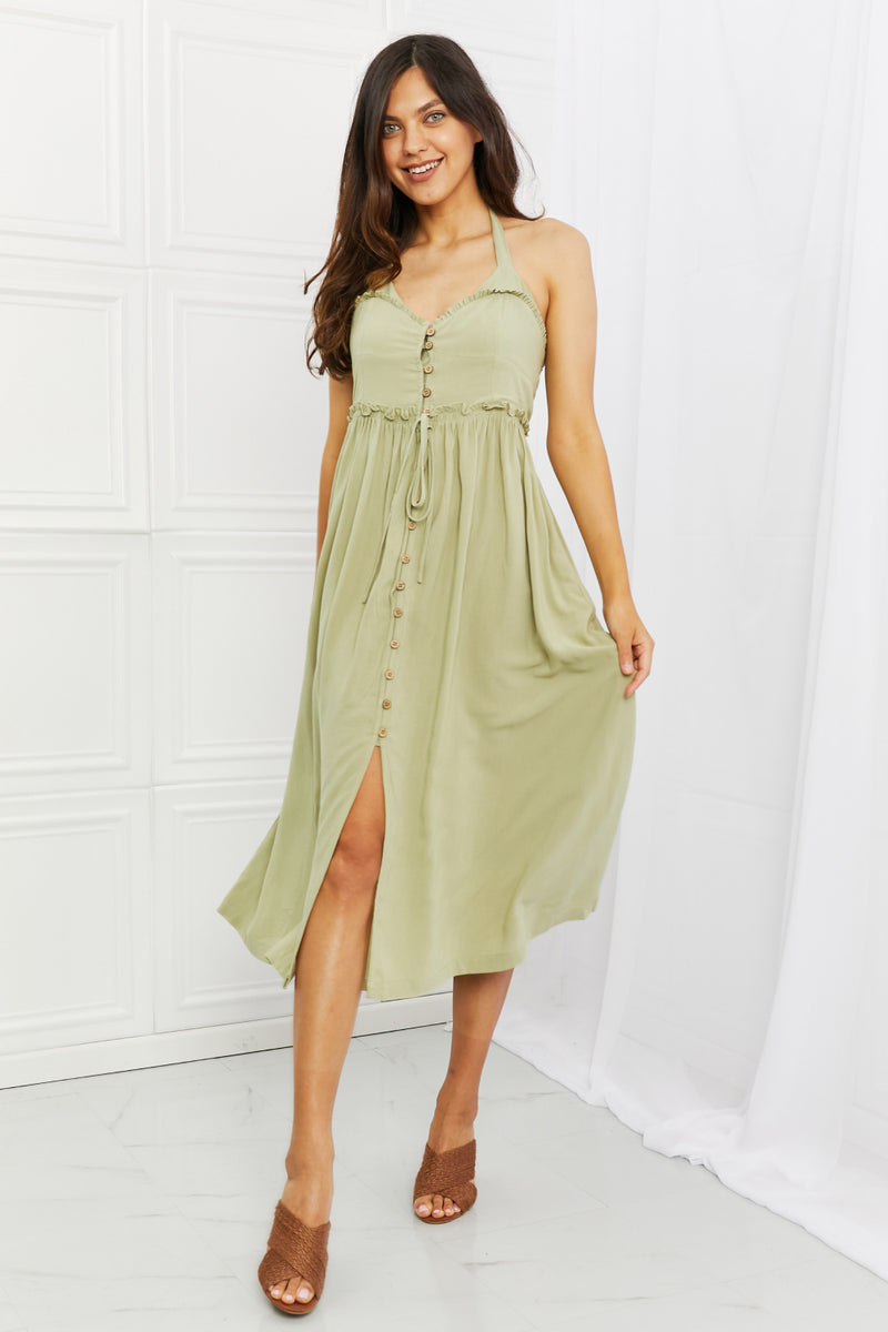 HEYSON Soft & Dainty Midi Dress in Sage