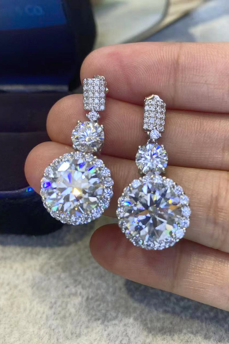 Moissanite Platinum-Plated Drop Earrings