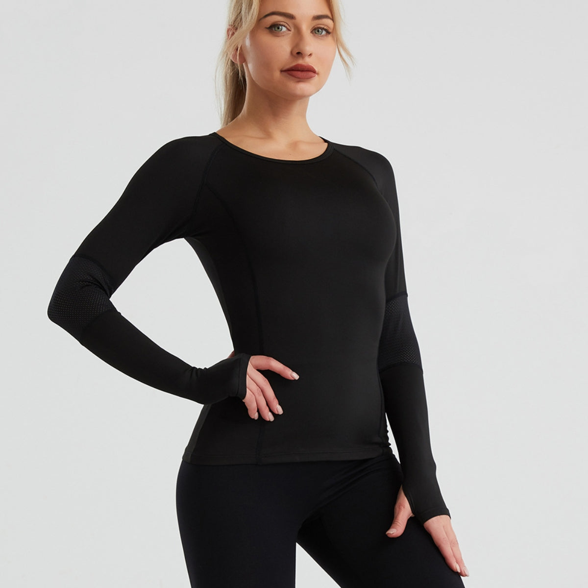 Long Sleeve Round Neck Sports Top