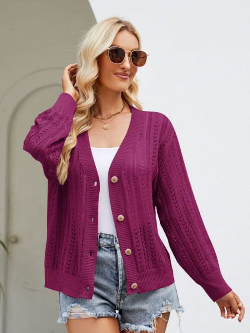 Ribbed Trim Cardigan