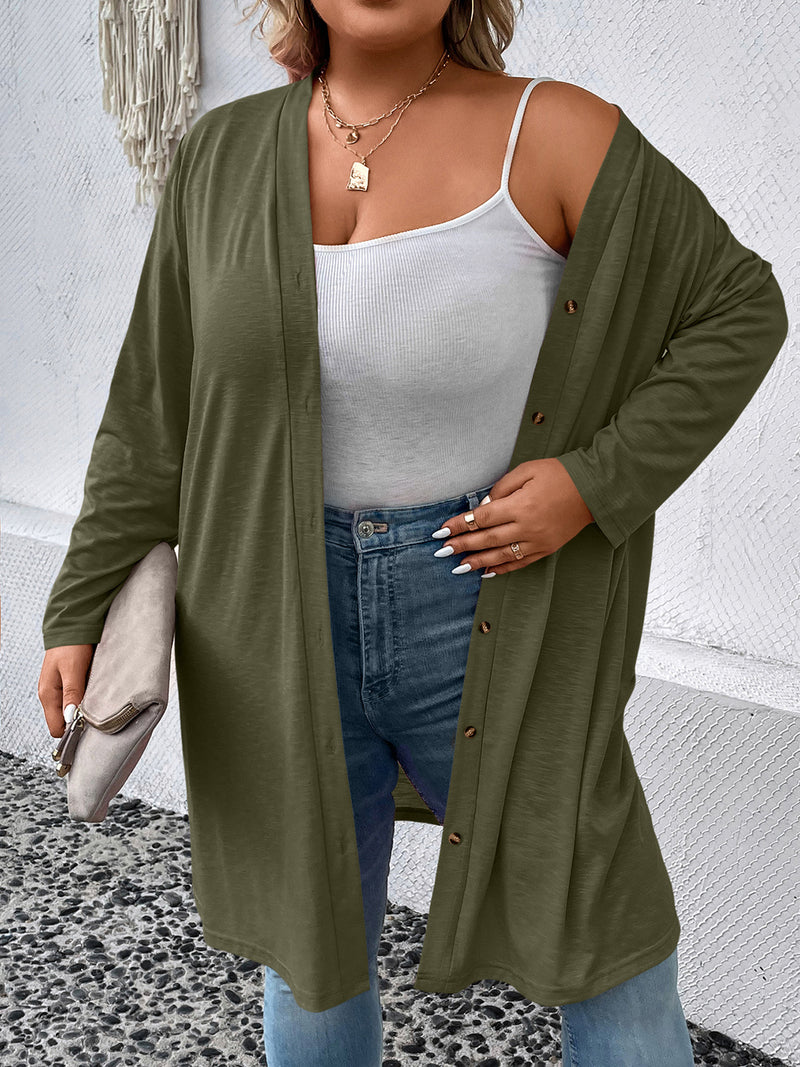 Plus Size Button Down Longline Cardigan