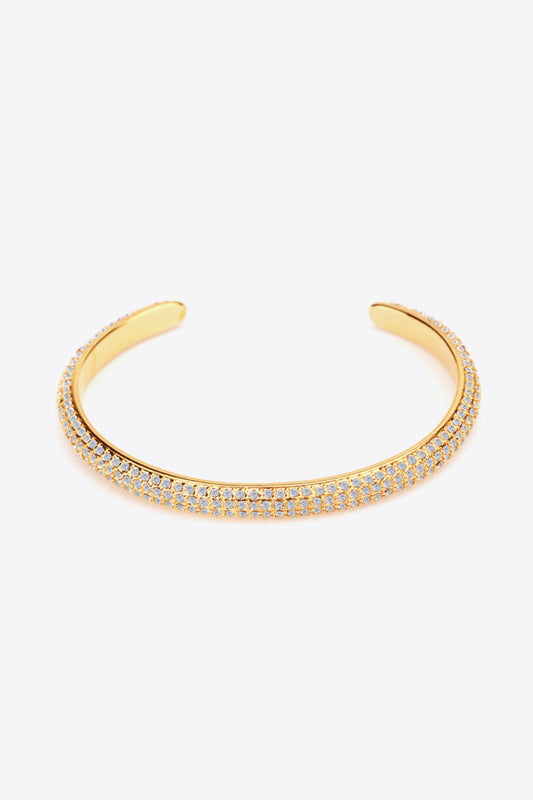 Gold-Plated Rhinestone Open Bracelet