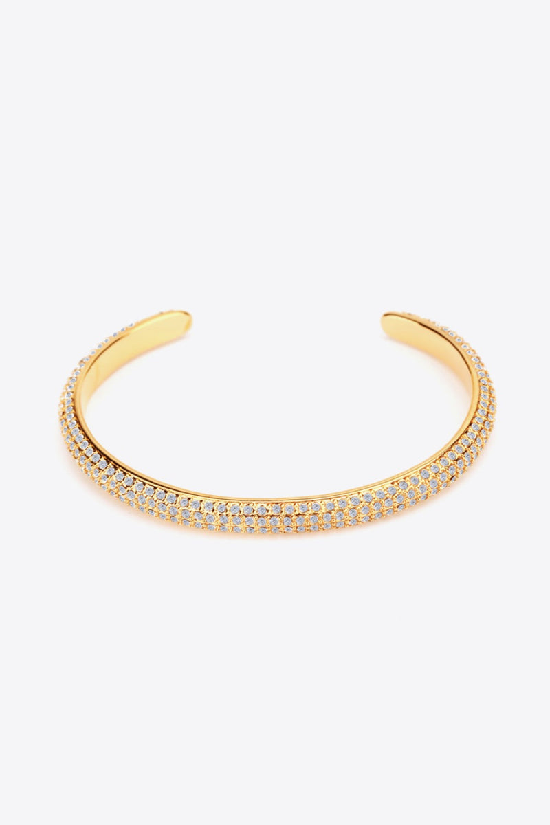 Gold-Plated Rhinestone Open Bracelet