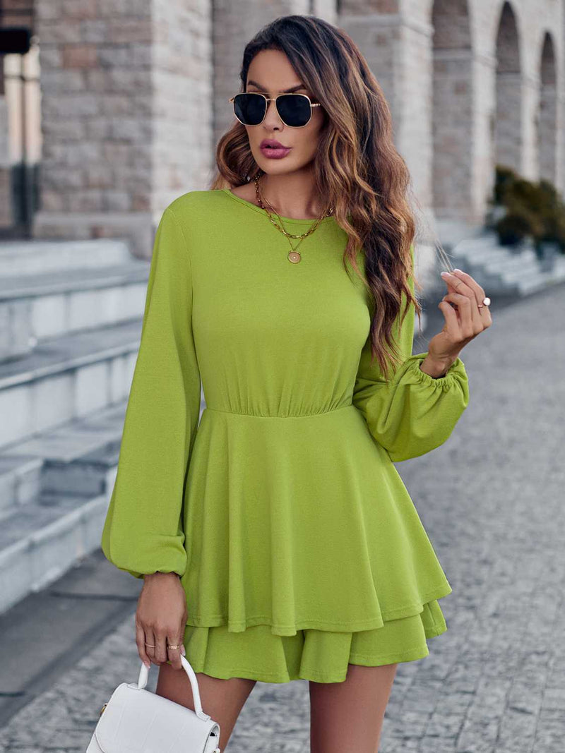 Round Neck Layered Mini Dress