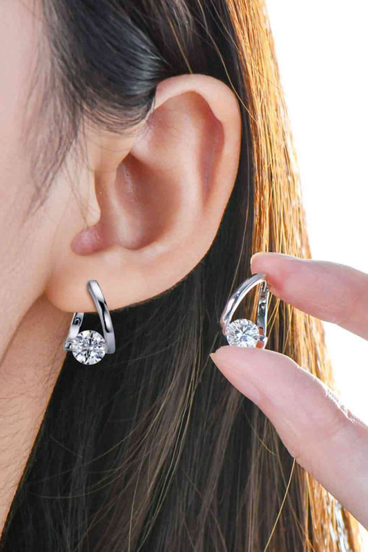 Moissanite Silver Heart Earrings