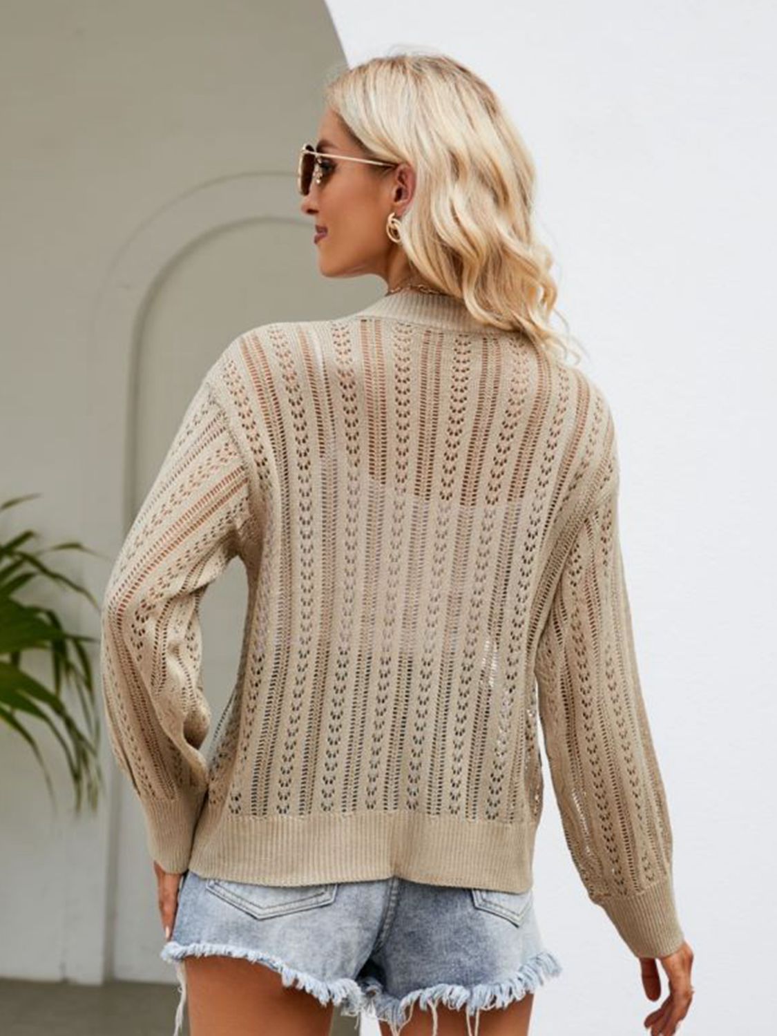 Ribbed Trim Cardigan