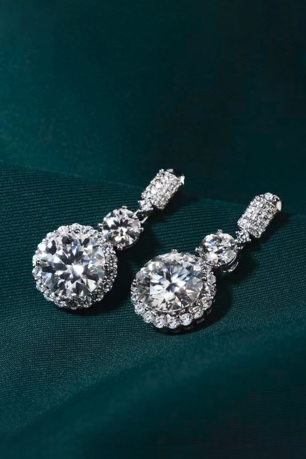 Moissanite Platinum-Plated Drop Earrings