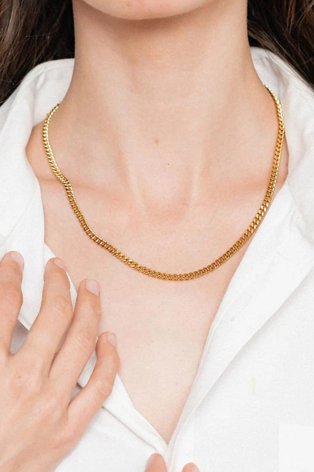 Gold Plated Curb Chain Necklace