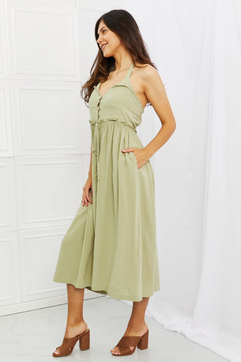 HEYSON Soft & Dainty Midi Dress in Sage