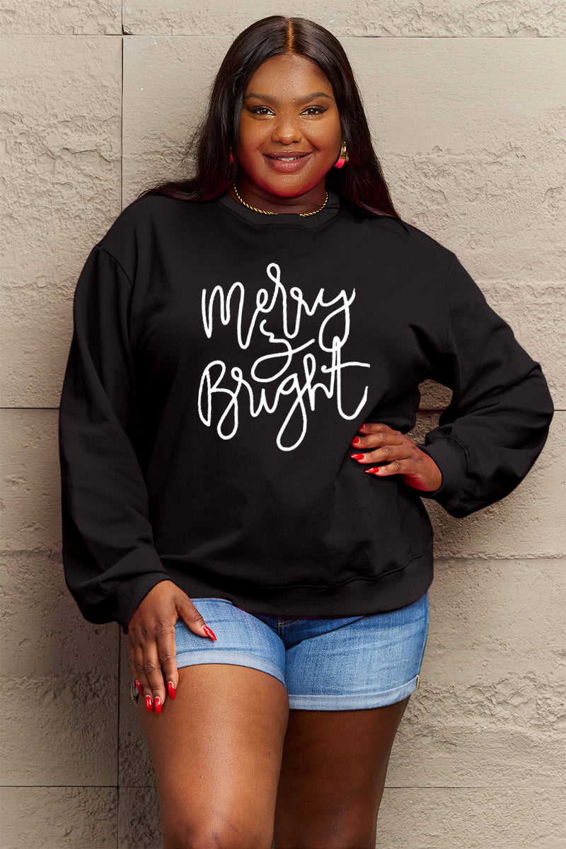 Simply Love Full Size MERRY AND BRIGHT Graphic Sweatshirt