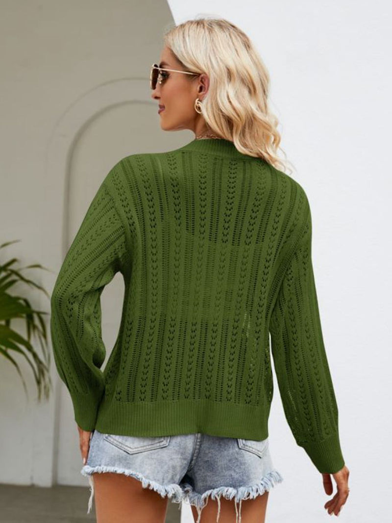 Ribbed Trim Cardigan