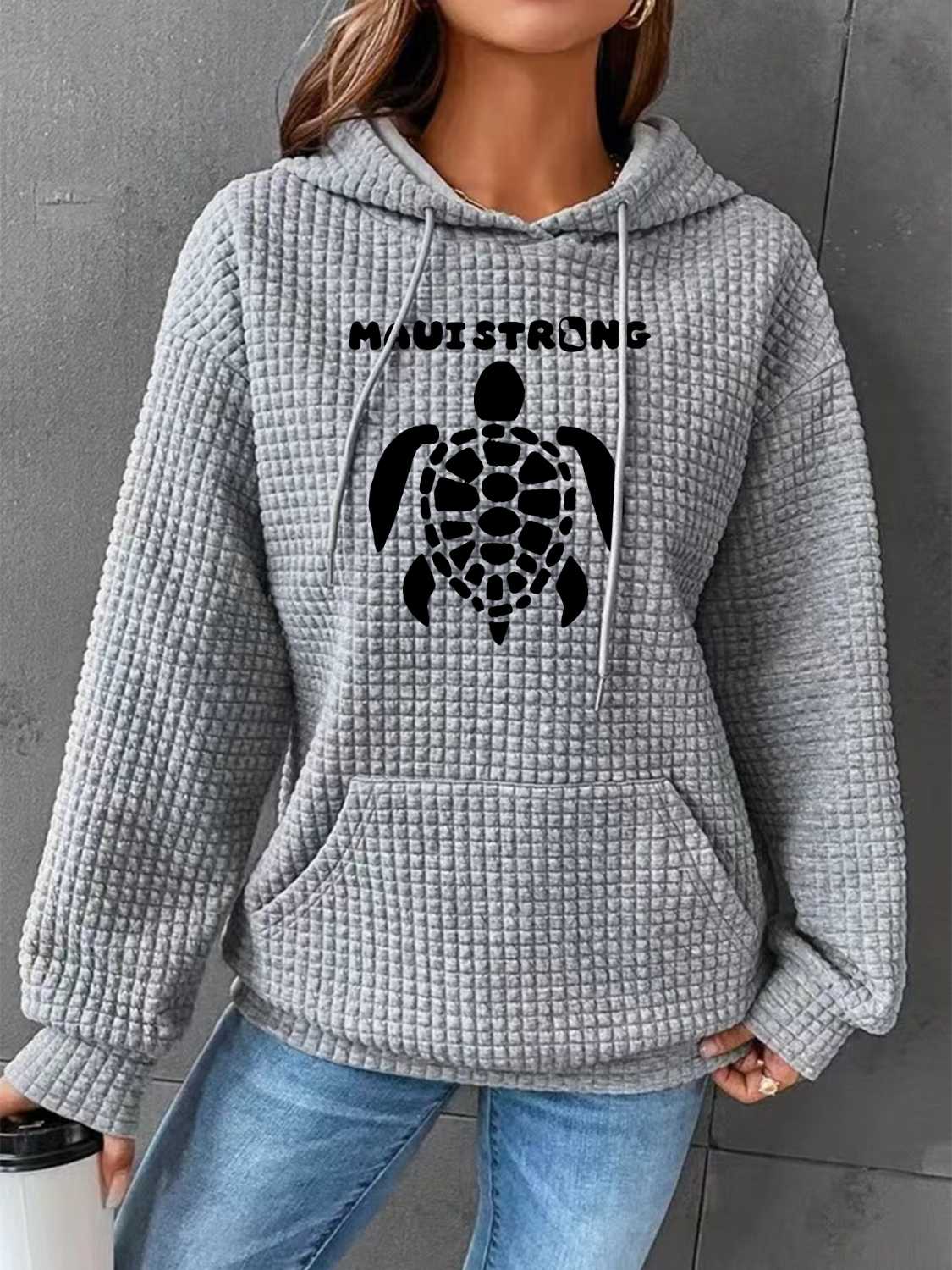 Full Size Turtle Graphic Drawstring Hoodie