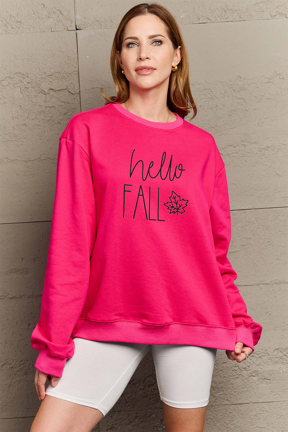 Simply Love Full Size HELLO FALL Graphic Sweatshirt