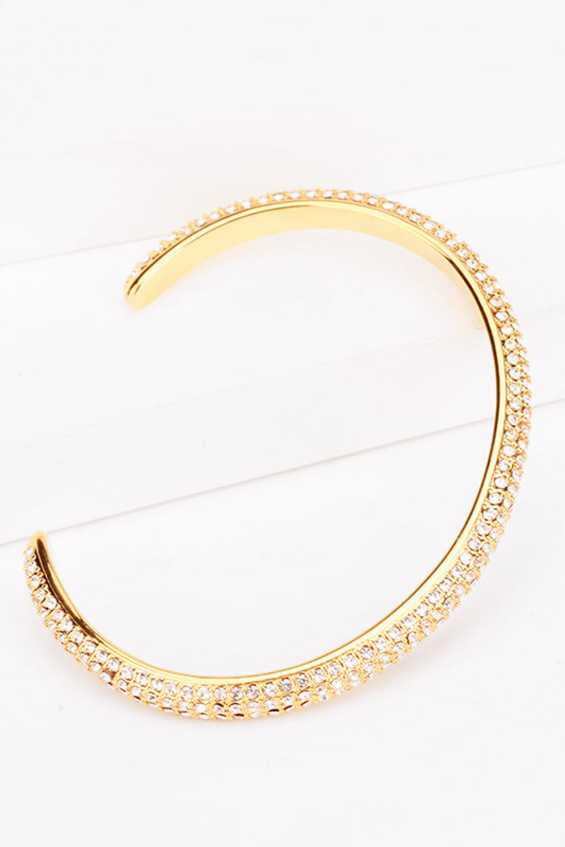 Gold-Plated Rhinestone Open Bracelet