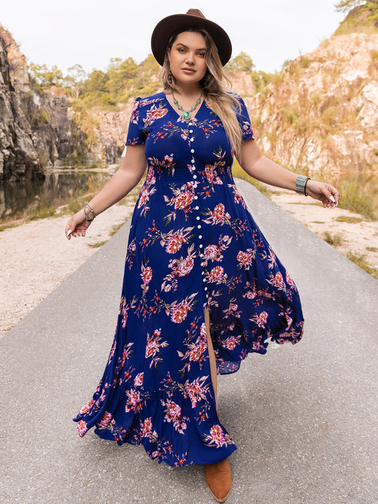 Plus Size V-Neck Maxi Dress