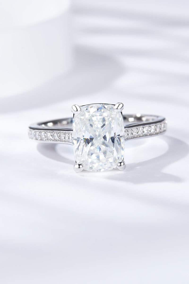 Moissanite Platinum-Plated Side Stone Ring