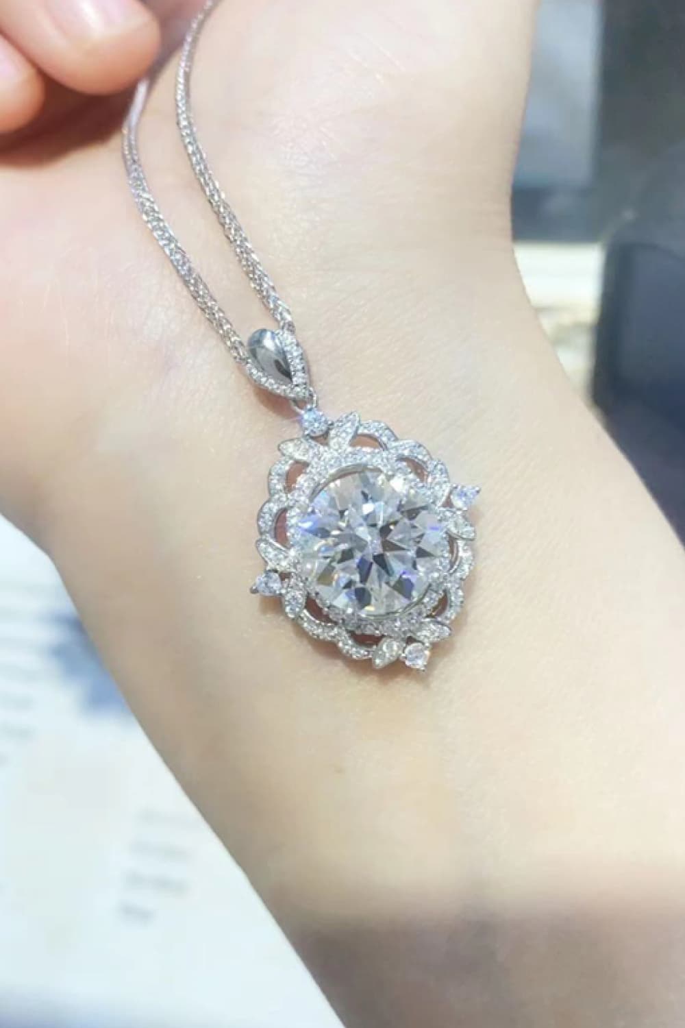 Moissanite Silver Necklace