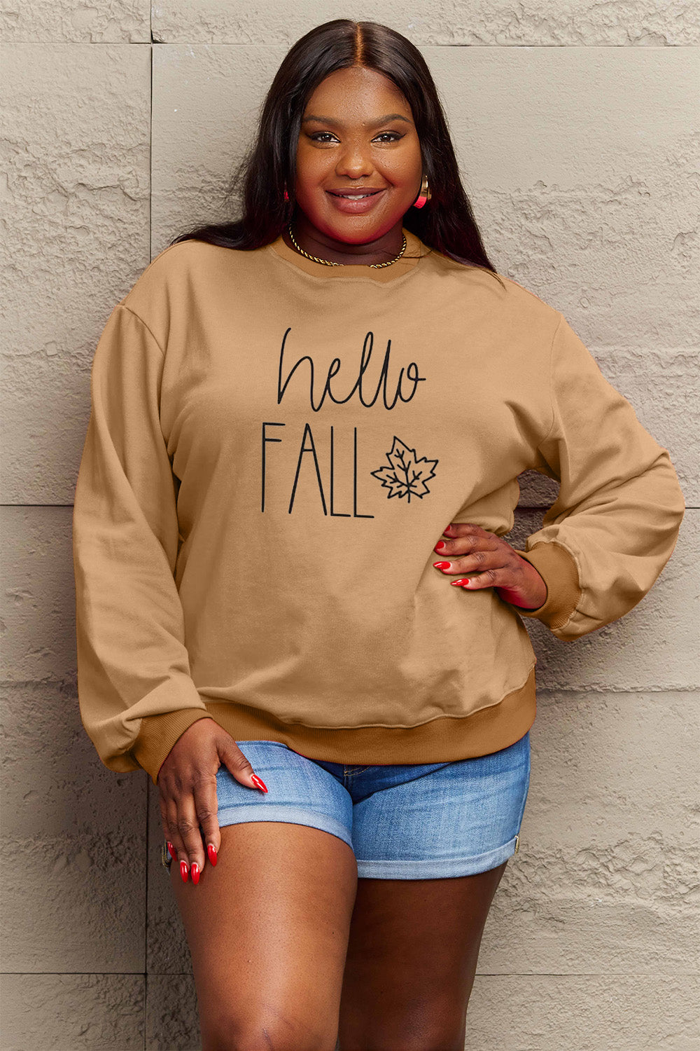 Simply Love Full Size HELLO FALL Graphic Sweatshirt