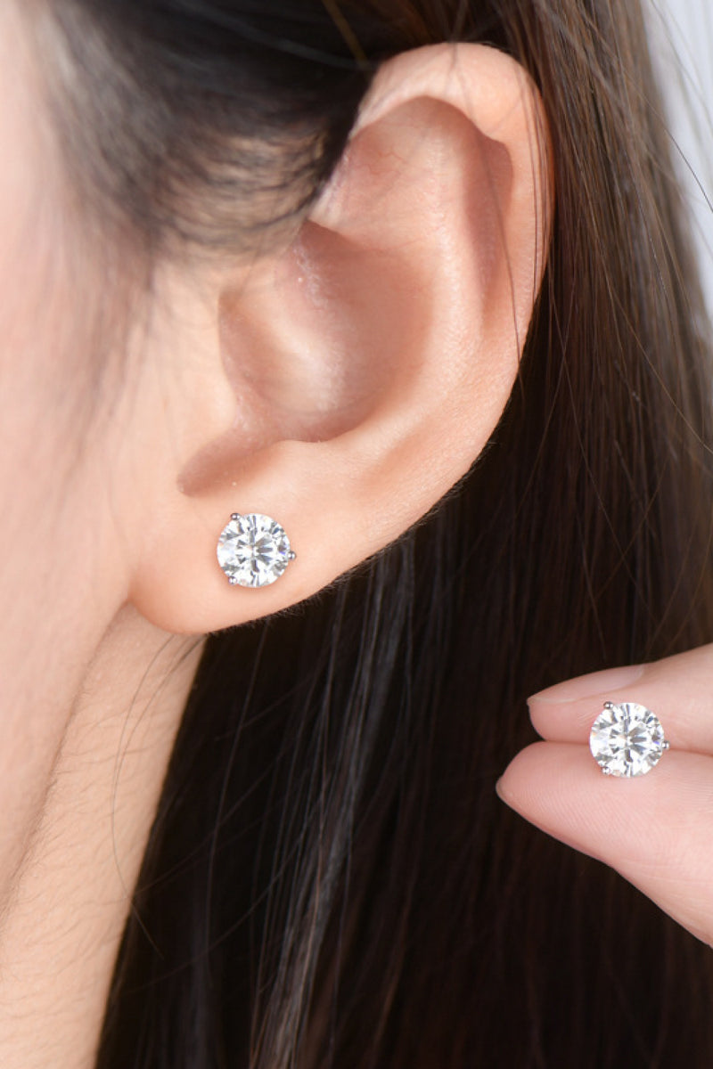 Moissanite Silver Stud Earrings