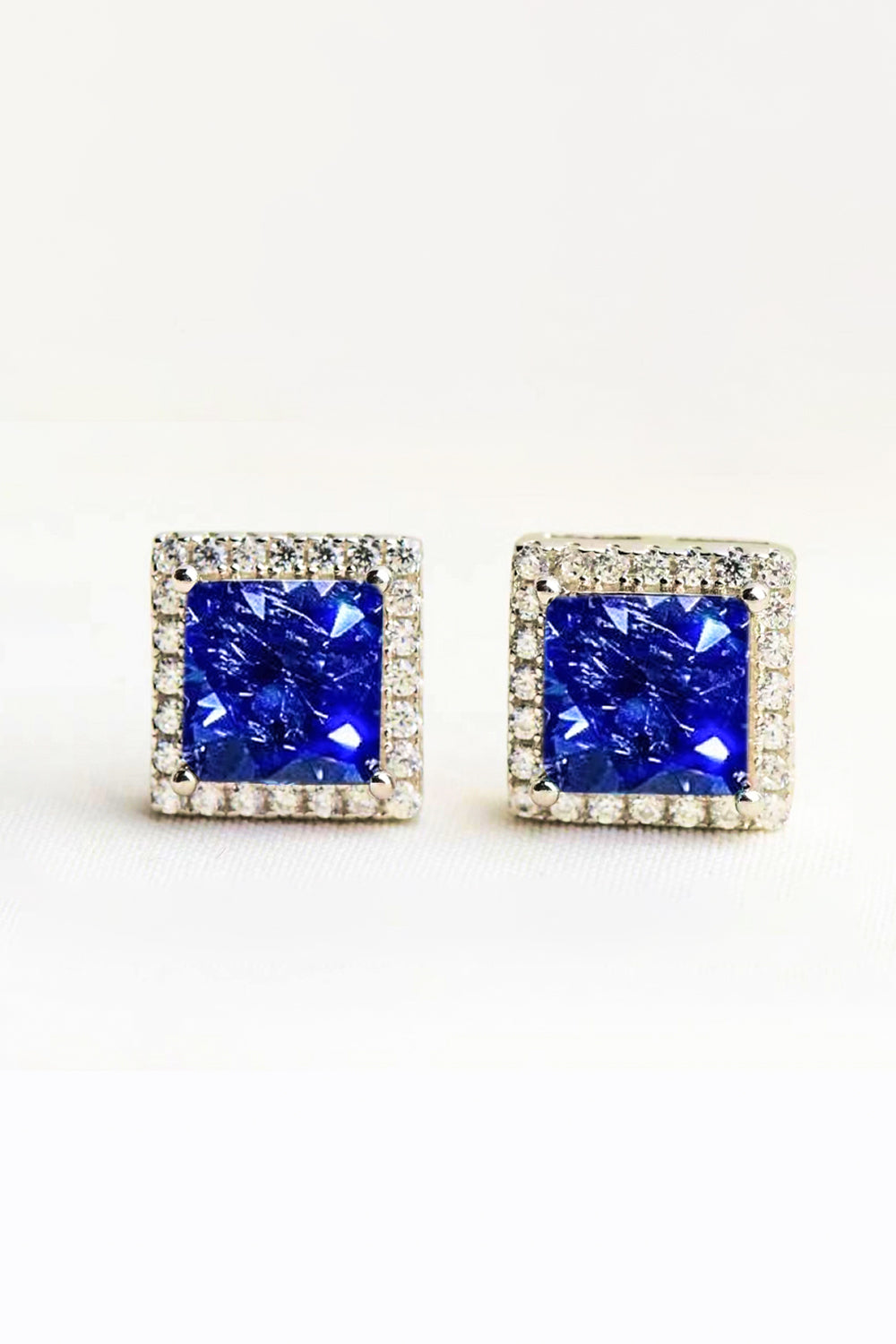 Silver Moissanite Square Earrings