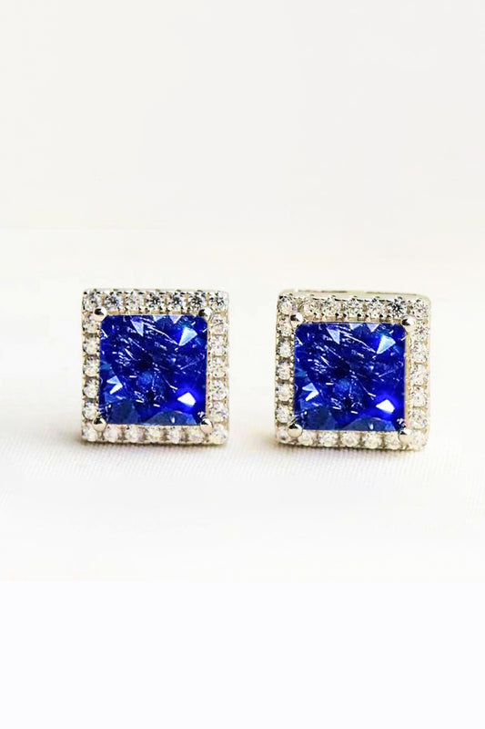 Silver Moissanite Square Earrings