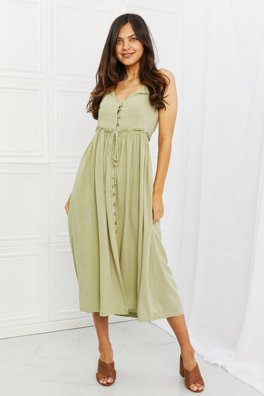 HEYSON Soft & Dainty Midi Dress in Sage