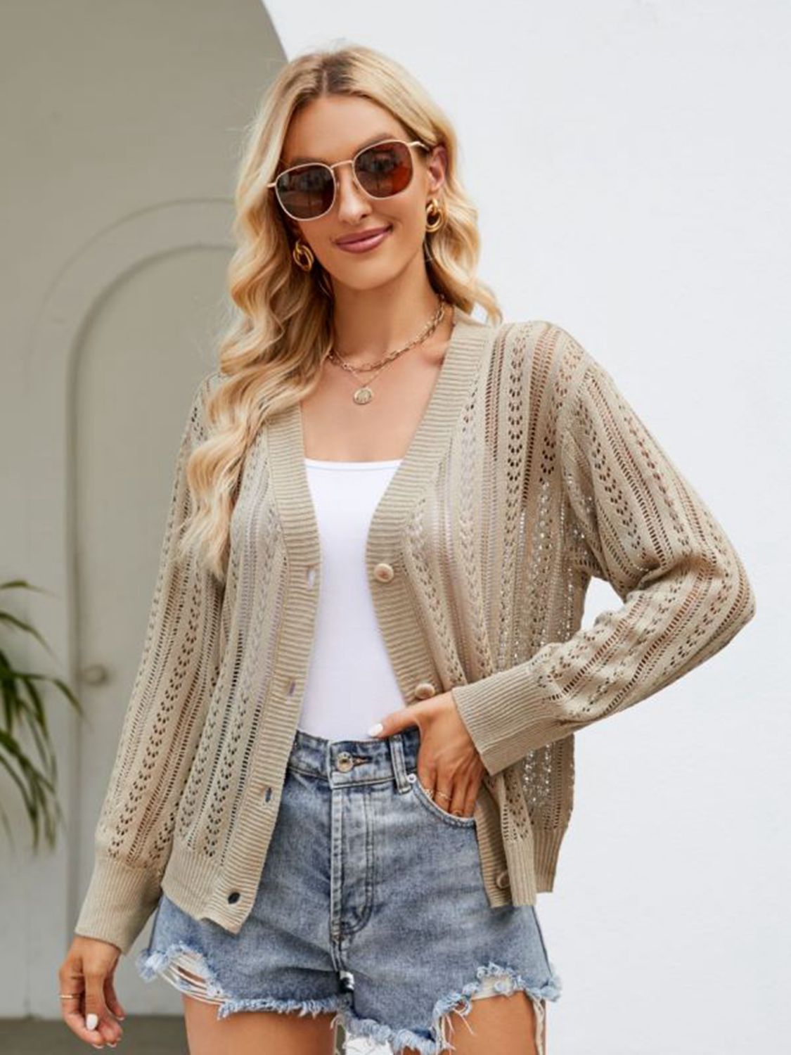 Ribbed Trim Cardigan