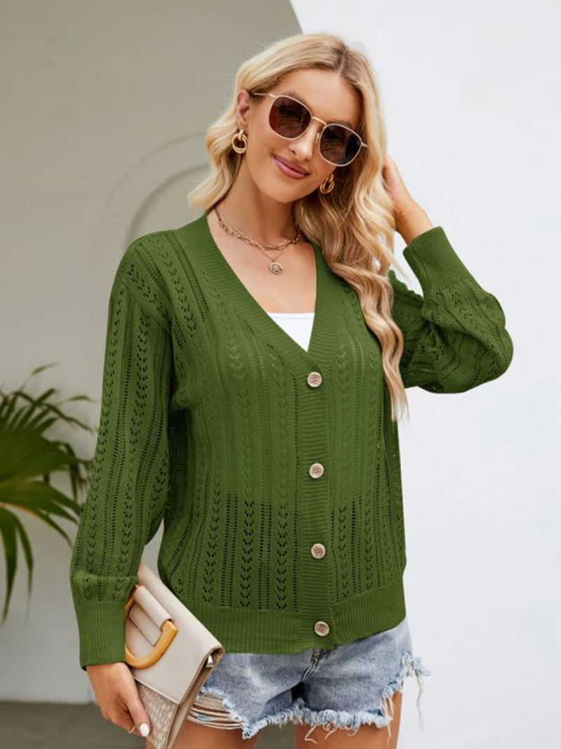 Ribbed Trim Cardigan