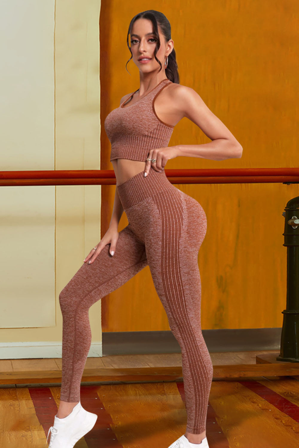 Ribbed Sports Tank and Leggings Set