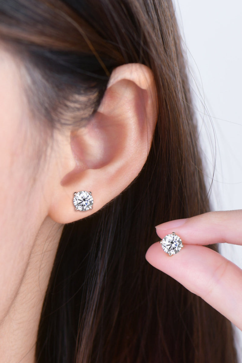 Moissanite Silver Stud Earrings