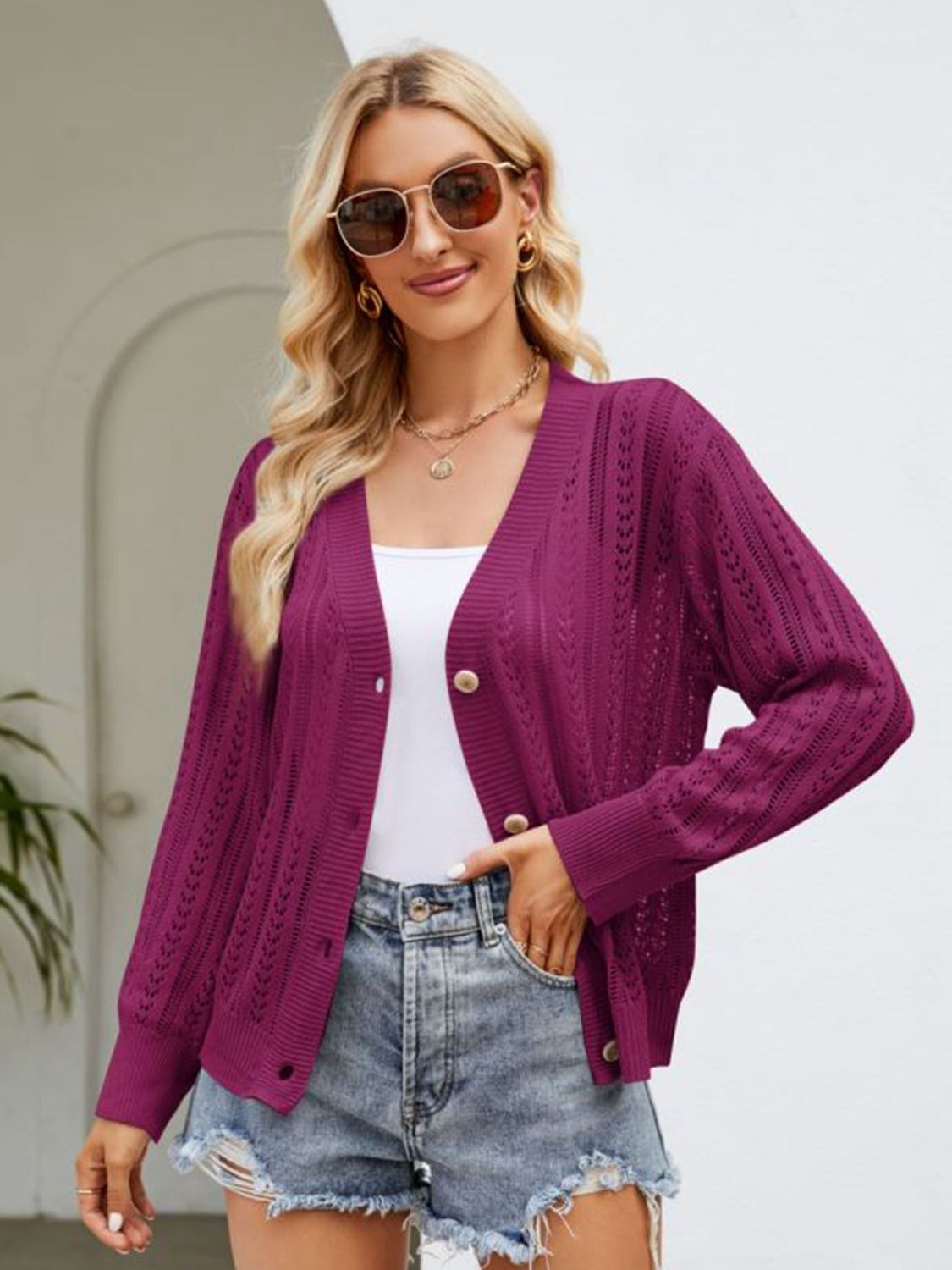 Ribbed Trim Cardigan