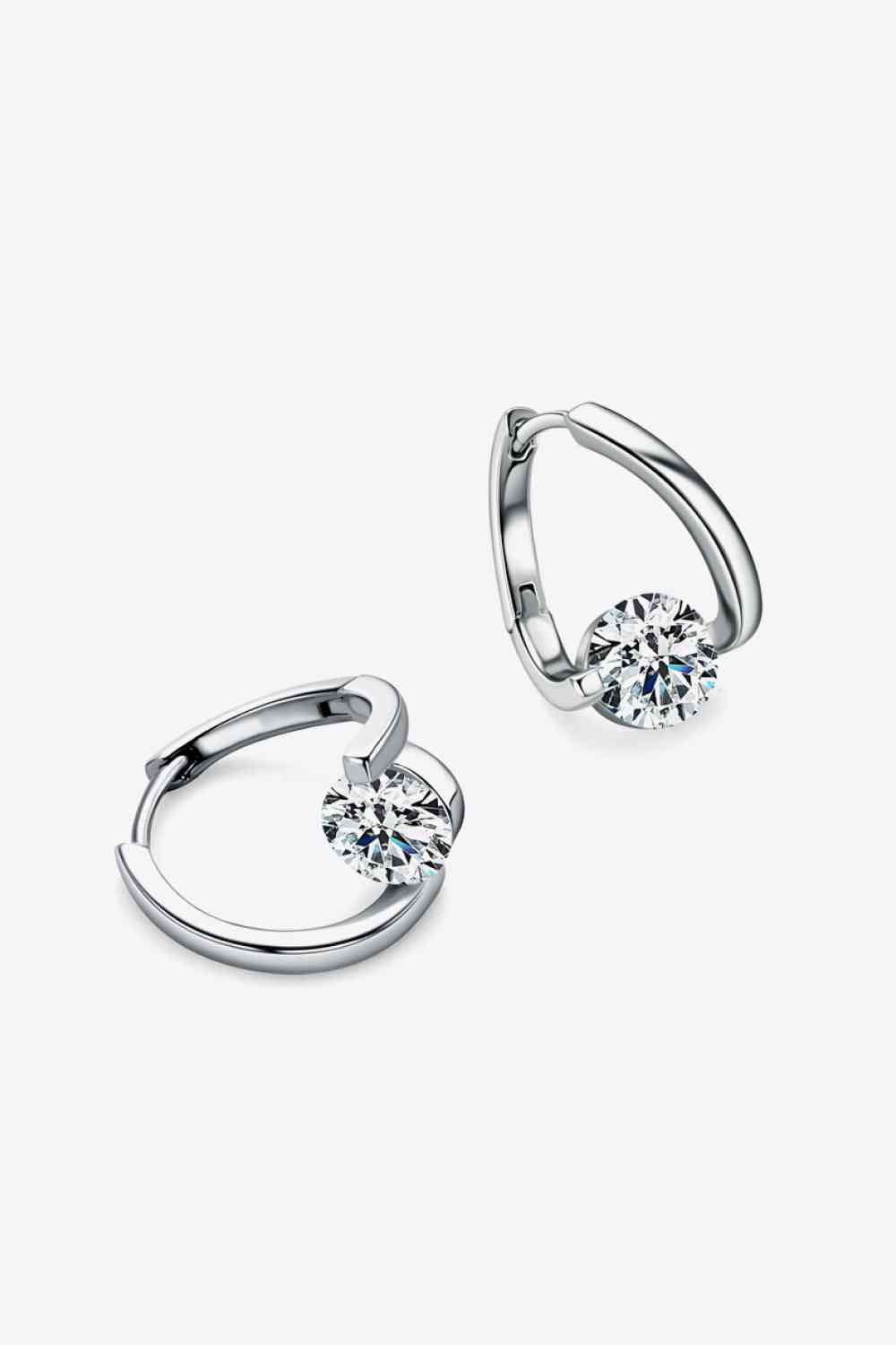 Moissanite Silver Heart Earrings